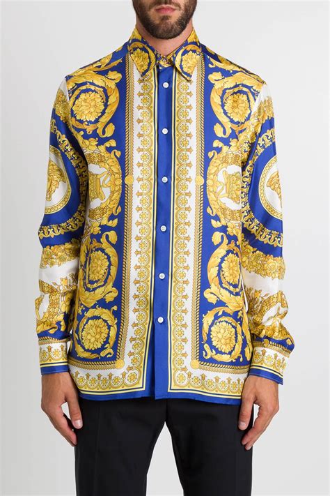 versace silk barocco men's shirt|versace barocco shirt men's.